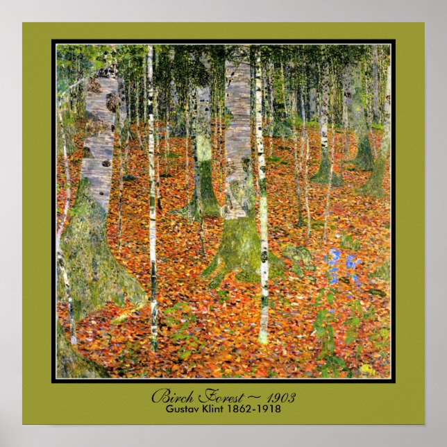 Póster Bosque Art Nouveau Birch Gustav Klimt 1903 (Frente)