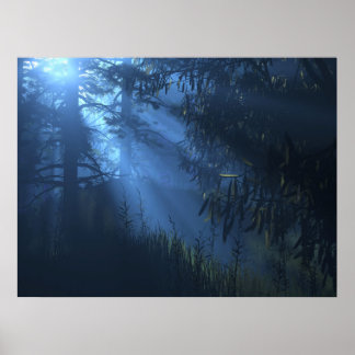 Póster Bosque azul profundo