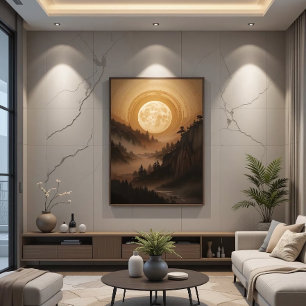 Póster Bosque bajo la luz de la luna