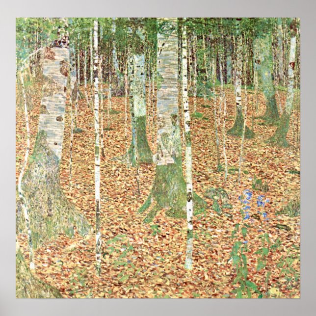 Póster Bosque Birch por Gustav Klimt (Frente)