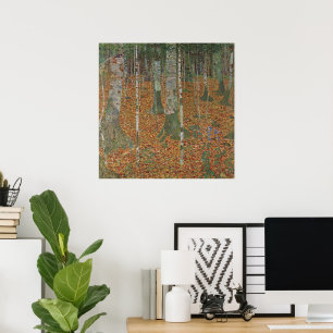 Póster Bosque Birch por Gustav Klimt, Art Nouveau vintage