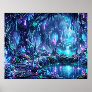 Póster Bosque Brillante con Lago