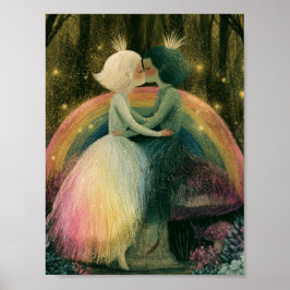 Póster Bosque Caprichoso Romance de Hada de Champiñón Cue