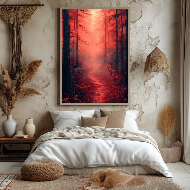 Póster Bosque Carmesí Encantado en Rojo Monocromo (Subido por el creador)