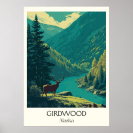 Póster Bosque Ciervo Naturaleza Girdwood Alaska