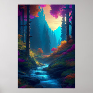 Póster Bosque colorido con Azure Stream
