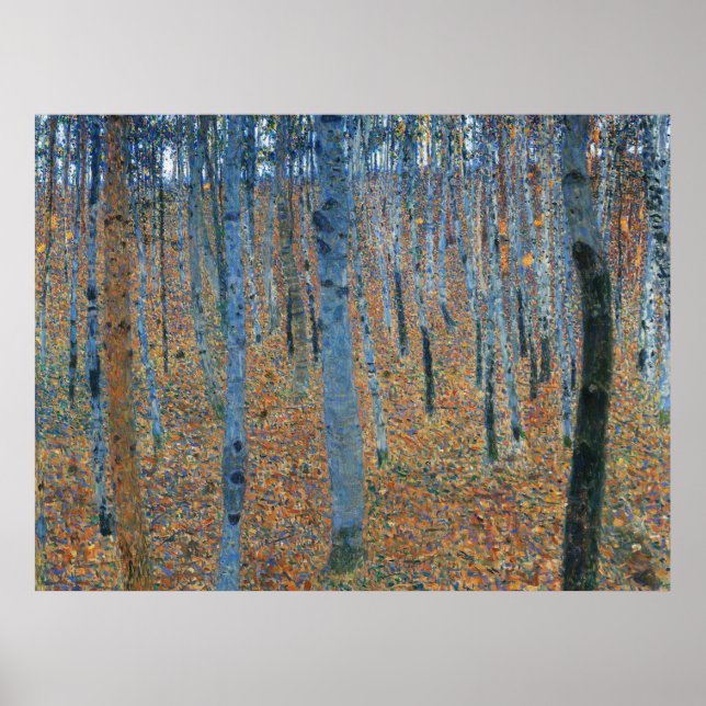 Póster Bosque de abedules de Gustav Klimt (Frente)