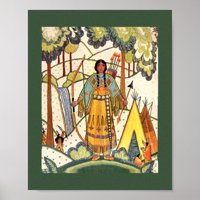 Póster Bosque de aldea de nativas nativas nativas nativas (Frente)