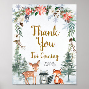 Póster Bosque de animales de invierno de Woodland Gracias