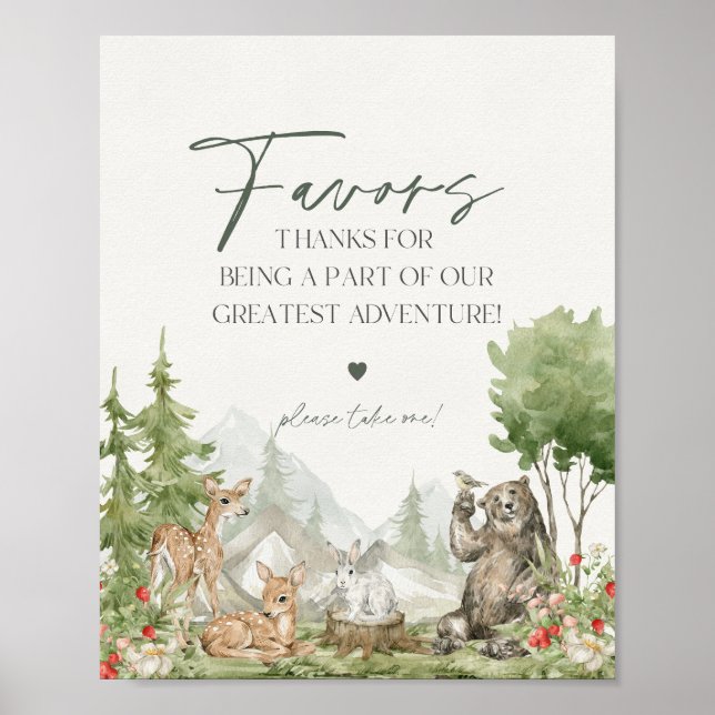Póster Bosque de animales silvestres favorece el signo de (Frente)