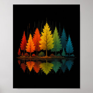 Póster Bosque de árboles de reflexión de la naturaleza al