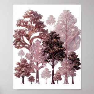Póster Bosque de árboles rosa plateado que llama la atenc