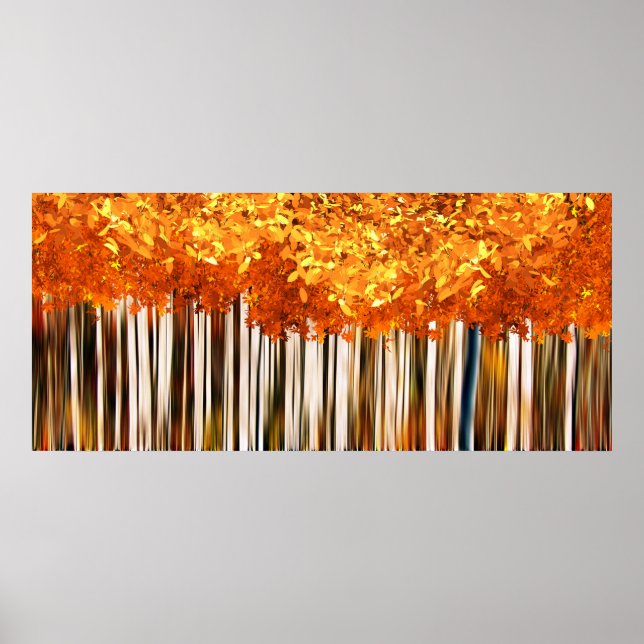Póster Bosque de arce de otoño moderno bosque otoñal (Frente)