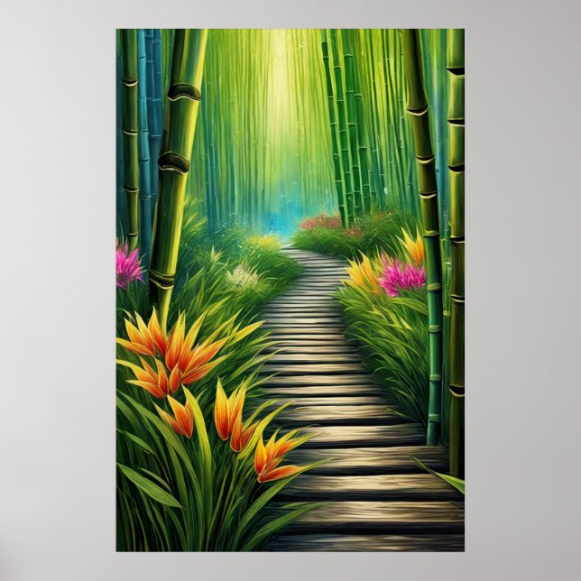 Póster Bosque de Bambú Verde (Frente)