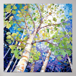 Póster Bosque de Birch Trees moderno