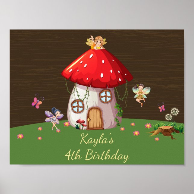 Póster Bosque de bosques, cumpleaños de hadas (Frente)