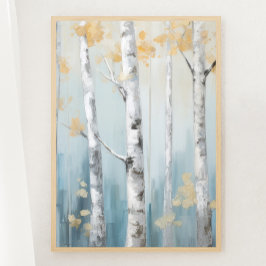 Póster Bosque de cielos azules y beige para árboles de av