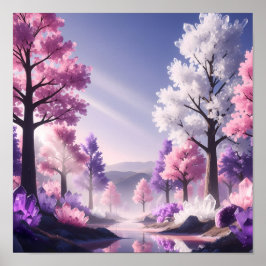 Póster Bosque de Flor de Cristal de Luz de Ensueño