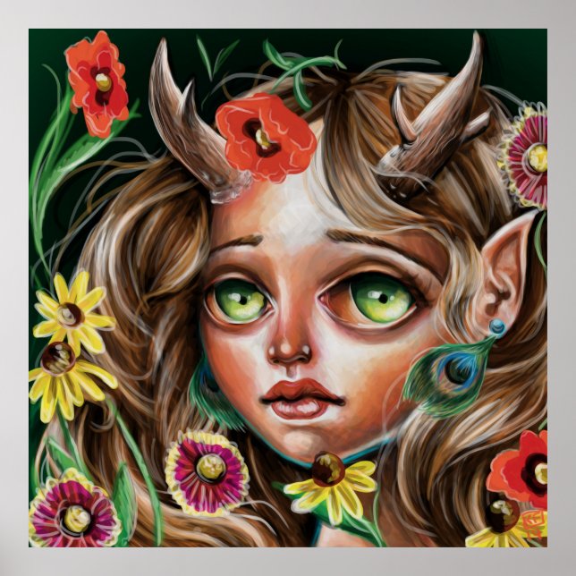 Póster Bosque de flores silvestres Nymph Pop Surrealism P (Frente)