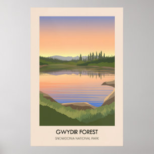 Póster Bosque de Gwydir Cartel de Viajes de Snowdonia