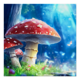 Póster Bosque de hongos
