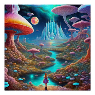 Póster Bosque de hongos