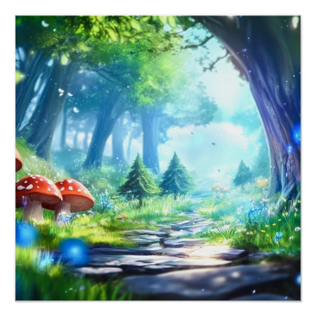 Póster Bosque de hongos (Anverso)