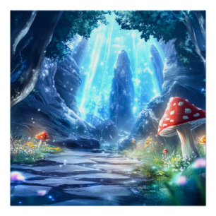 Póster Bosque de hongos