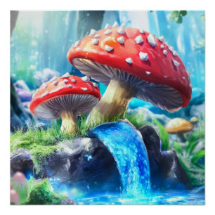 Póster Bosque de hongos