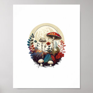 Póster Bosque de Hongos Estético Goblincore y Cottagecore