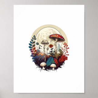 Póster Bosque de Hongos Estético Goblincore y Cottagecore