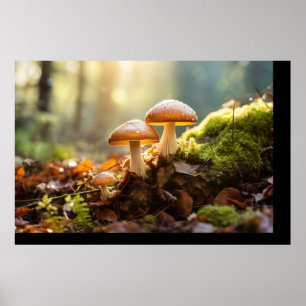 Póster Bosque de hongos Naturaleza Serene Tranquilo