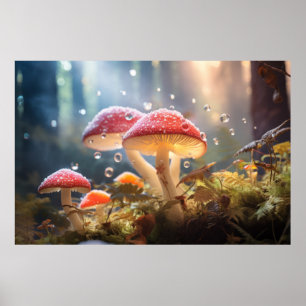 Póster Bosque de hongos Naturaleza Serene Tranquilo
