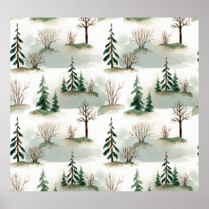 Póster Bosque de Invierno: desenfoque verde de mano