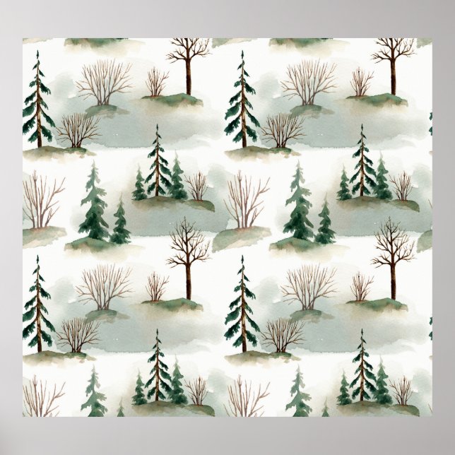 Póster Bosque de Invierno: desenfoque verde de mano (Frente)