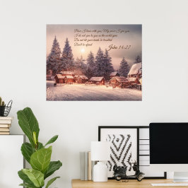 Póster Bosque de invierno - Verso de la Biblia John 14:27