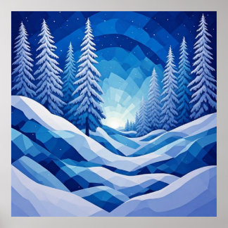 Póster Bosque de Invierno Zafiro Azul ❄️