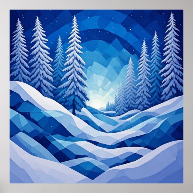 Póster Bosque de Invierno Zafiro Azul ❄️ (Frente)