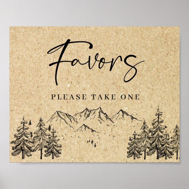 Póster Bosque de las montañas de mano favorece el Rótulo  (Frente)