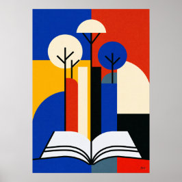 Póster Bosque de lectura Bauhaus Libro geométrico Amante