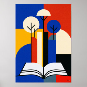 Póster Bosque de lectura Bauhaus Libro geométrico Amante 