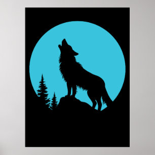 Póster Bosque de Lobos Naturaleza Silueta de Fauna Silves