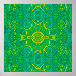 Póster Bosque de mariposa Bohemias Arabesque Mandala Verd