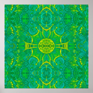 Póster Bosque de mariposa Bohemias Arabesque Mandala Verd