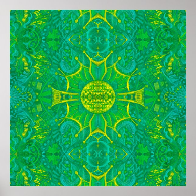 Póster Bosque de mariposa Bohemias Arabesque Mandala Verd (Frente)