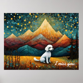 Póster Bosque de montaña Cutte Poodle que te echo de meno
