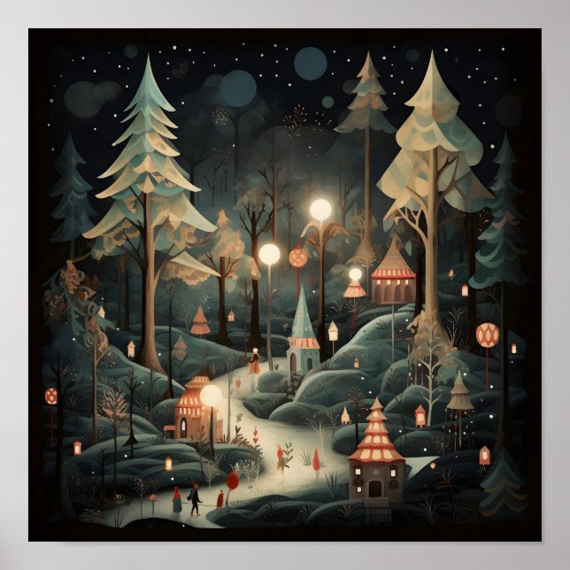 Póster Bosque de Navidades decorativos (Frente)