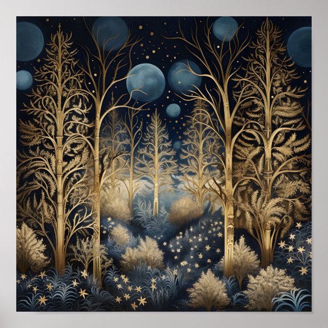 Póster Bosque de Navidades decorativos (Frente)