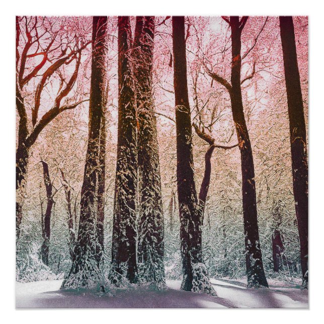 PÓSTER  BOSQUE DE NIEVE NATURALEZA (Anverso)