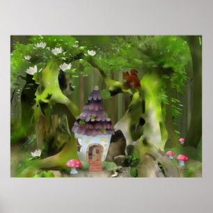 Póster Bosque de niña exploradora